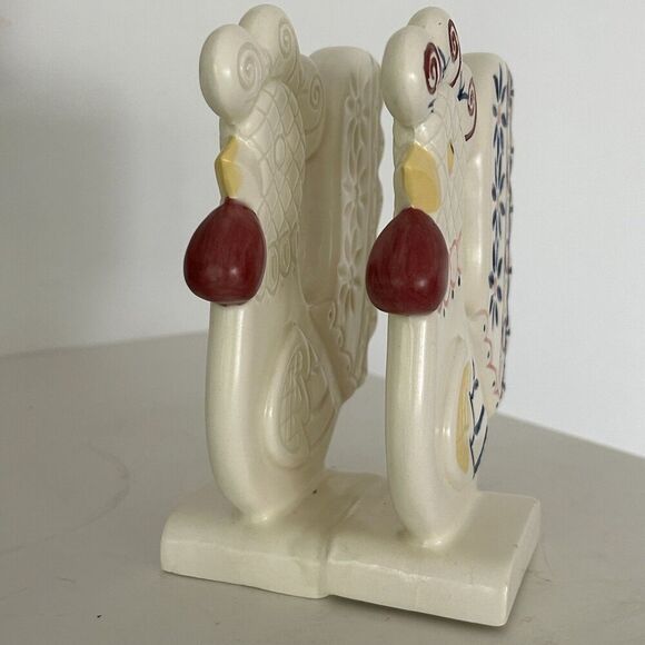 Vintage Hand Painted Napkin Holder Rooster Chicken Letter Farmhouse Cottage - Picture 6 of 6